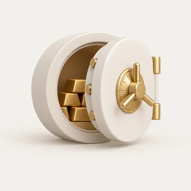 A small vault door holding gold bars